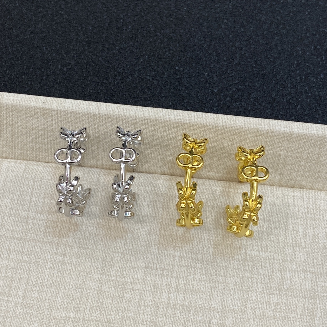 [TOP] Christian Dior Half Circle Earrings - Gold/Silver