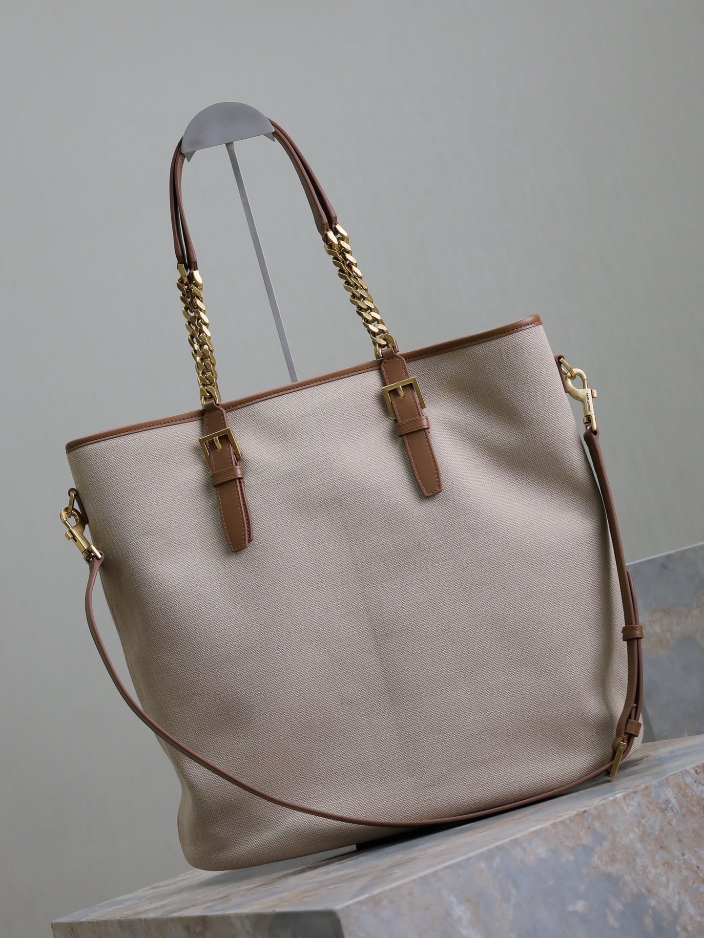 [TOP] Yves Saint Laurent YSL Laurent Shopping Tote Bag 36×38×15cm - Beige&Brown