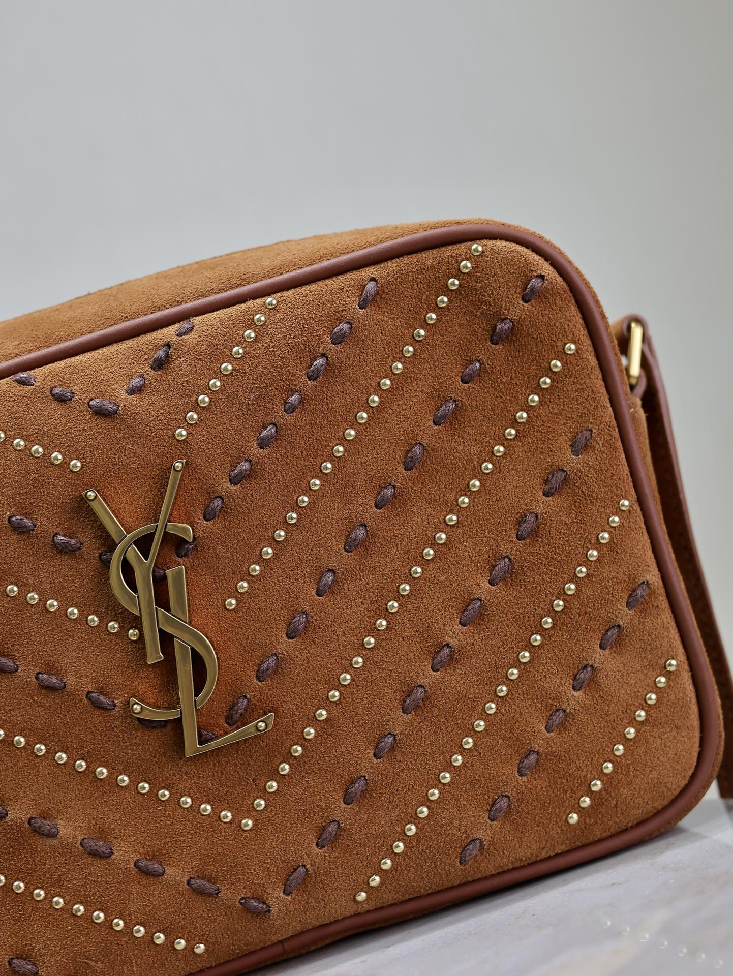 [TOP] Yves Saint Laurent YSL Lou Camera Bag 23x16x6cm - Brown