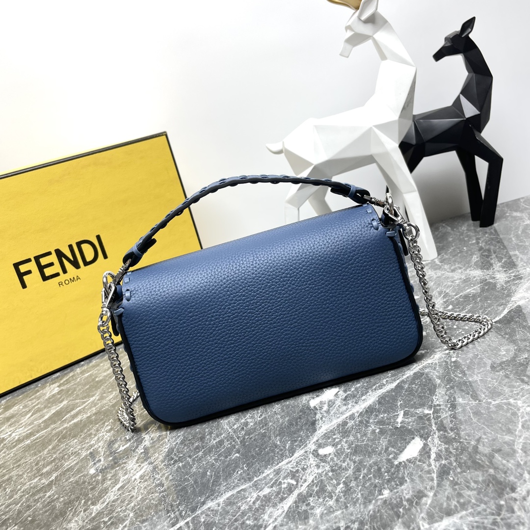 [TOP] FENDI Baguette Bag 19.5x4.5x13cm - Blue&SHW
