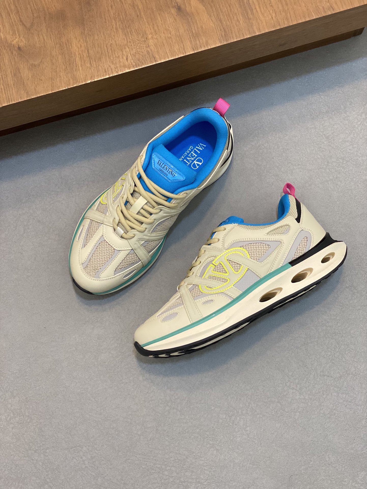 [TOP]Valentino Men's Casual Shoes-Blue and Yellow