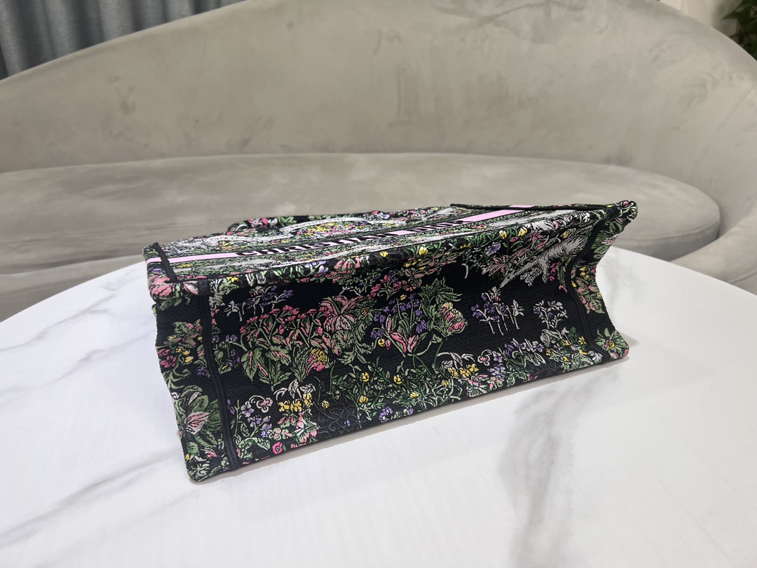 [TOP] Christian Dior Pattern Embroidery Medium Book Tote Bag 36.5X27.5X16.5cm - 2 Colour