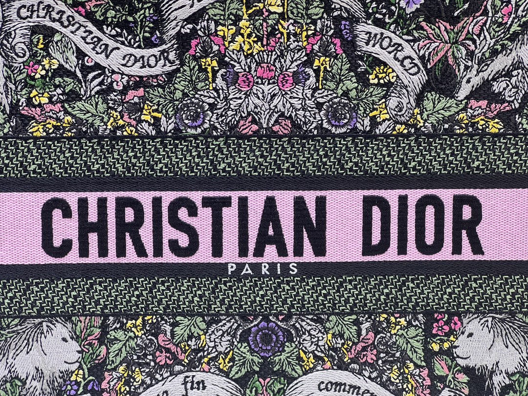 [TOP] Christian Dior Pattern Embroidery Medium Book Tote Bag 36.5X27.5X16.5cm - 2 Colour