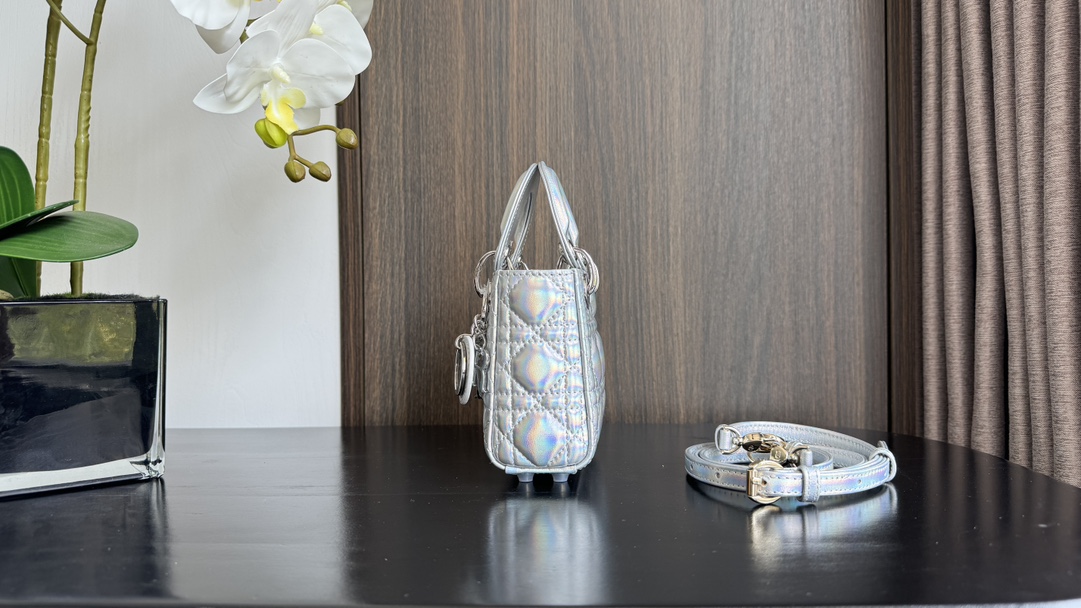 [TOP] Christian Dior Soft Lambskin Micro Mini Lady Dior Bags 12*10*5cm - Gold/Silvery&GHW