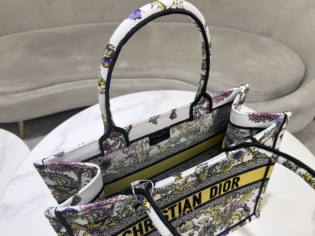 [TOP] Christian Dior Pattern Embroidery Medium Book Tote Bag 36.5X27.5X16.5cm - 2 Colour