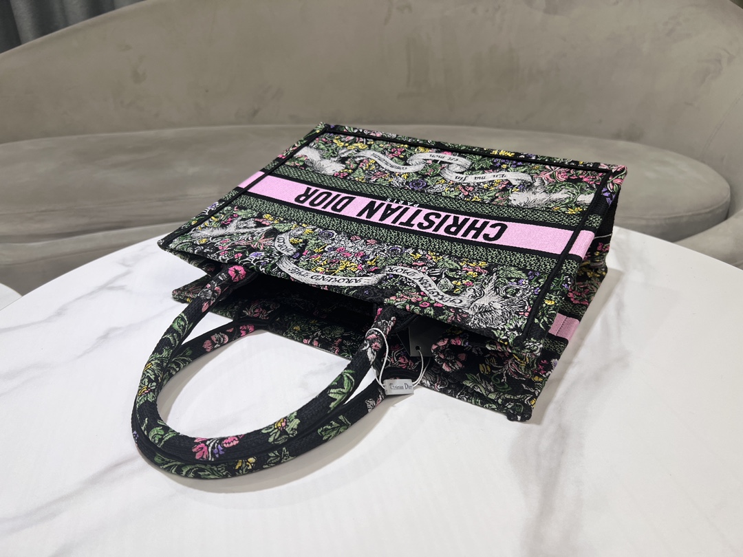 [TOP] Christian Dior Pattern Embroidery Medium Book Tote Bag 36.5X27.5X16.5cm - 2 Colour