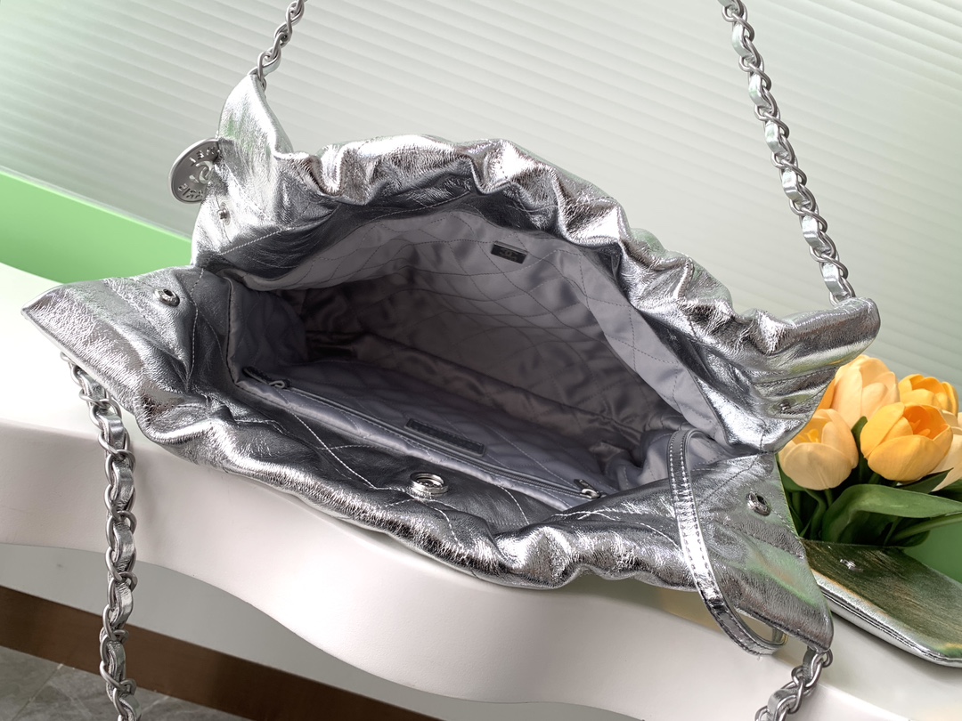 [TOP] CHANEL 22 Bag Garbage Bag 19*20*6 cm/35*37*7cm - Silvery&SHW