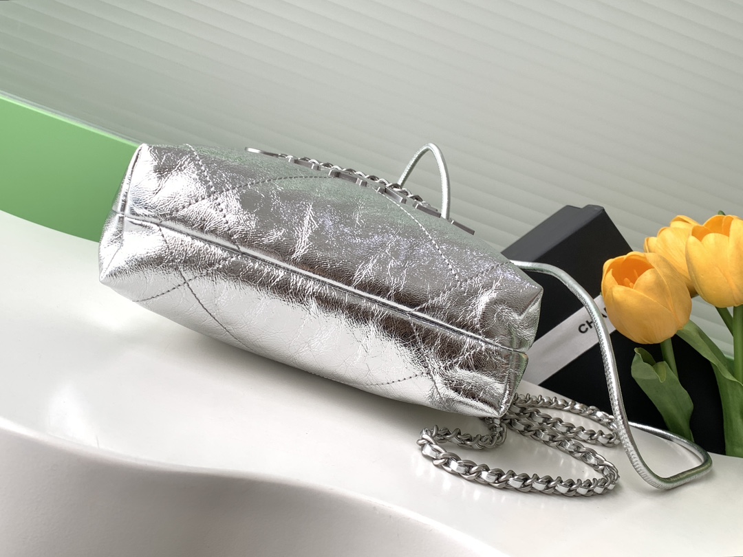 [TOP] CHANEL 22 Bag Garbage Bag 19*20*6 cm/35*37*7cm - Silvery&SHW