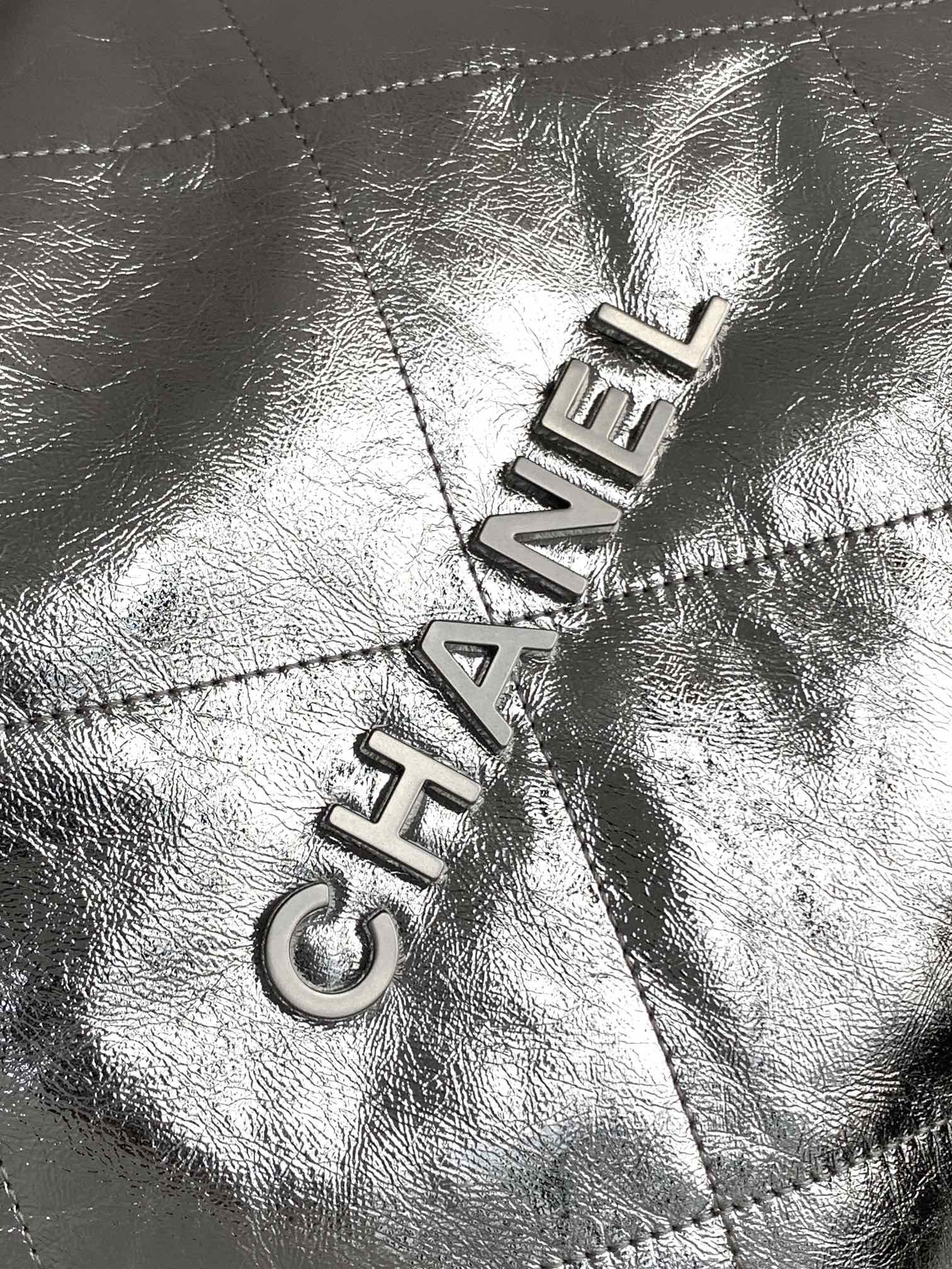 [TOP] CHANEL 22 Bag Garbage Bag 19*20*6 cm/35*37*7cm - Silvery&SHW