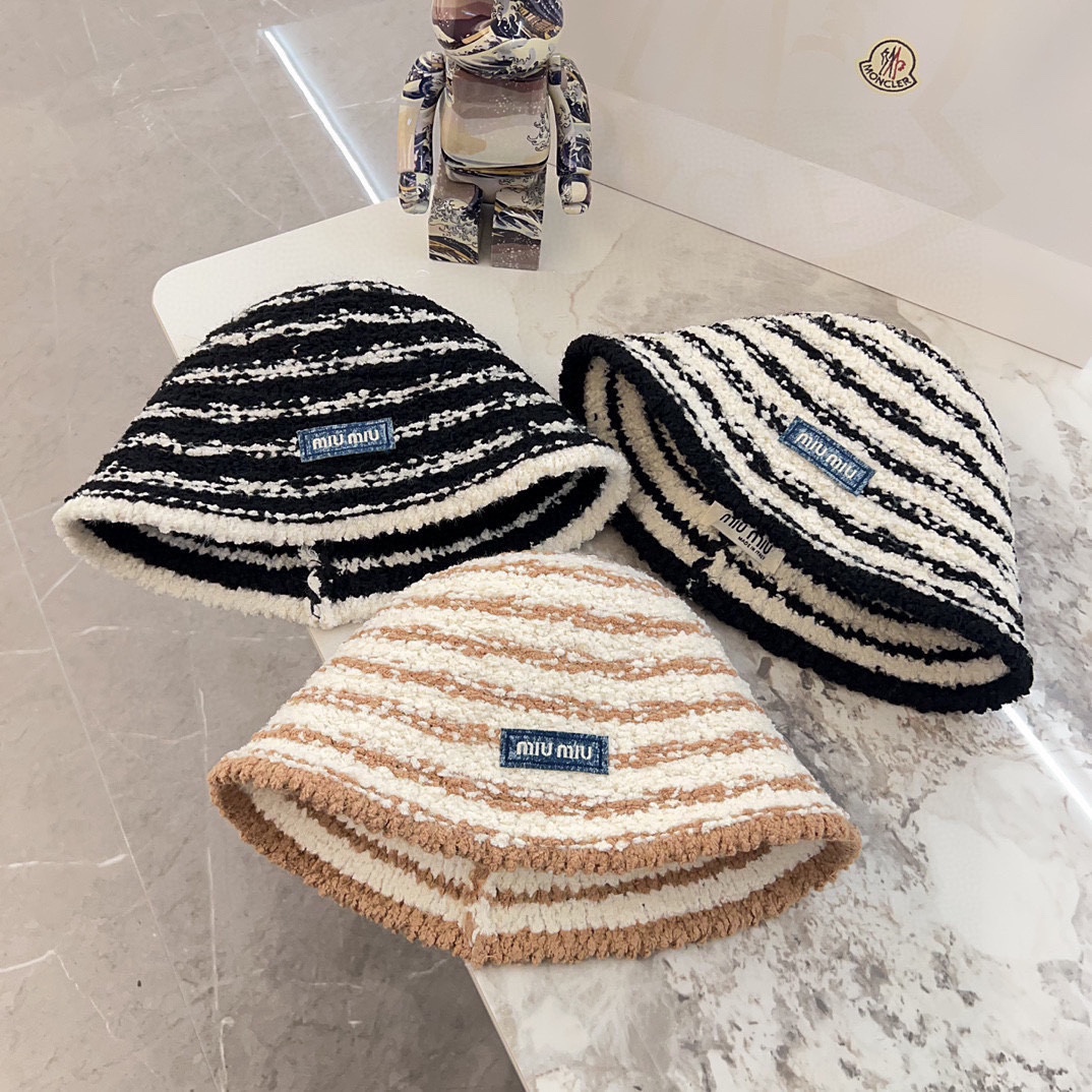 [TOP] Miu Miu Striped Fisherman's Hat - 3 Colors