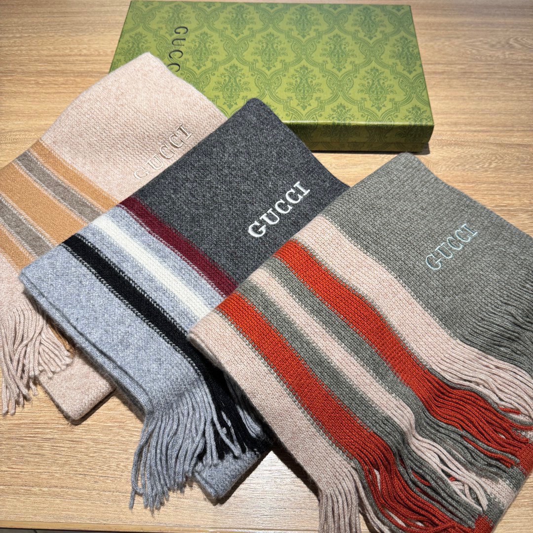 [TOP] GUCCI Cashmere Scarf 32 x 180 cm - 3 Colors