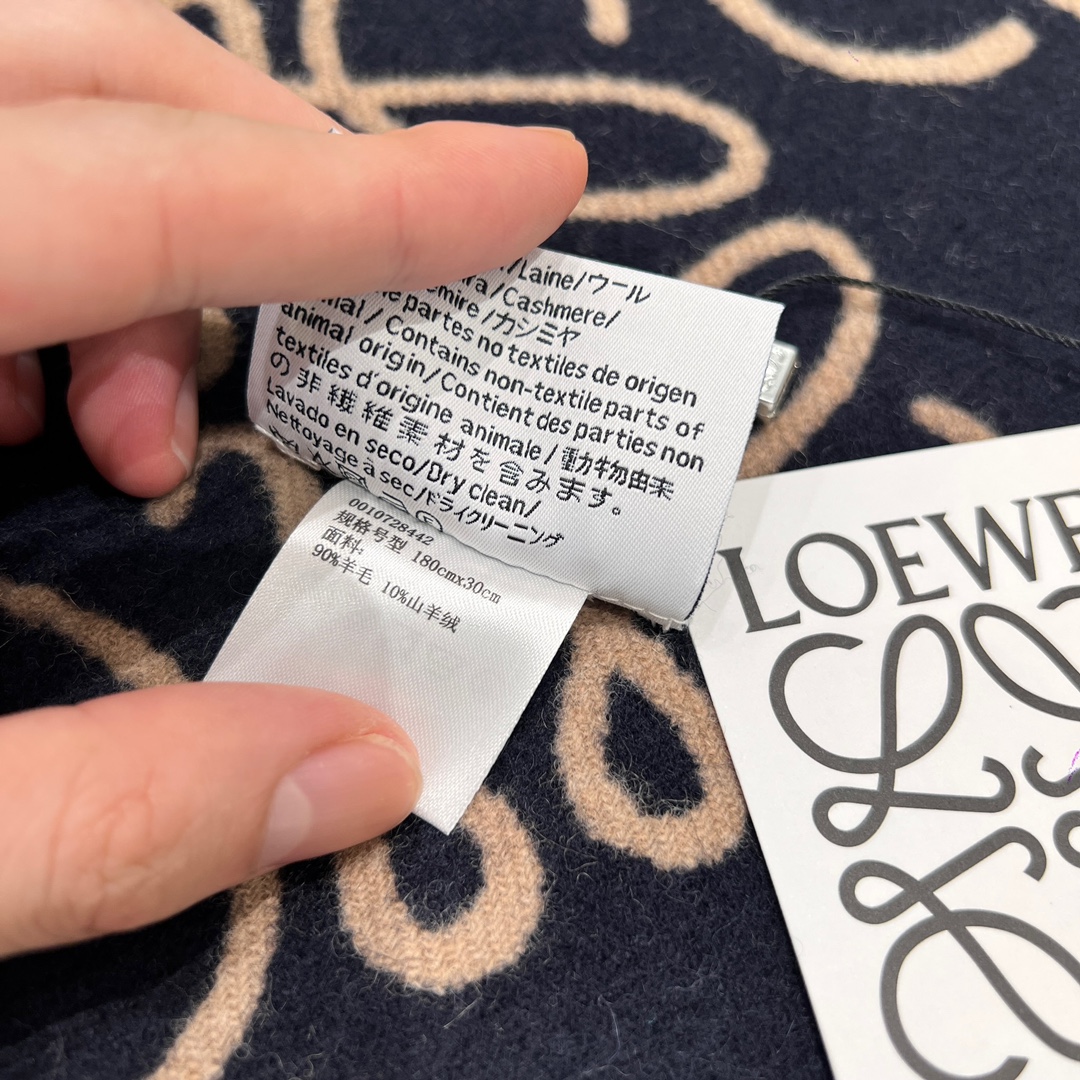 [TOP] LOEWE Wool Scarf  30x180cm  - Brown and Black