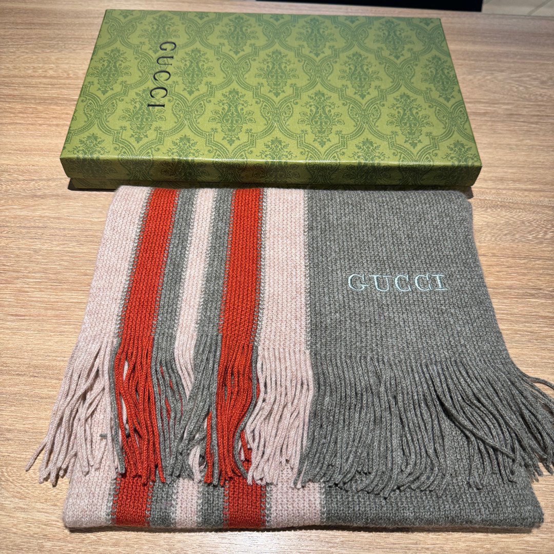 [TOP] GUCCI Cashmere Scarf 32 x 180 cm - 3 Colors