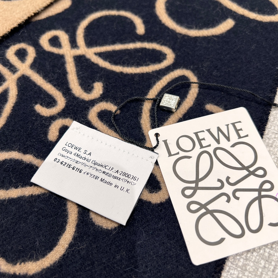 [TOP] LOEWE Wool Scarf  30x180cm  - Brown and Black