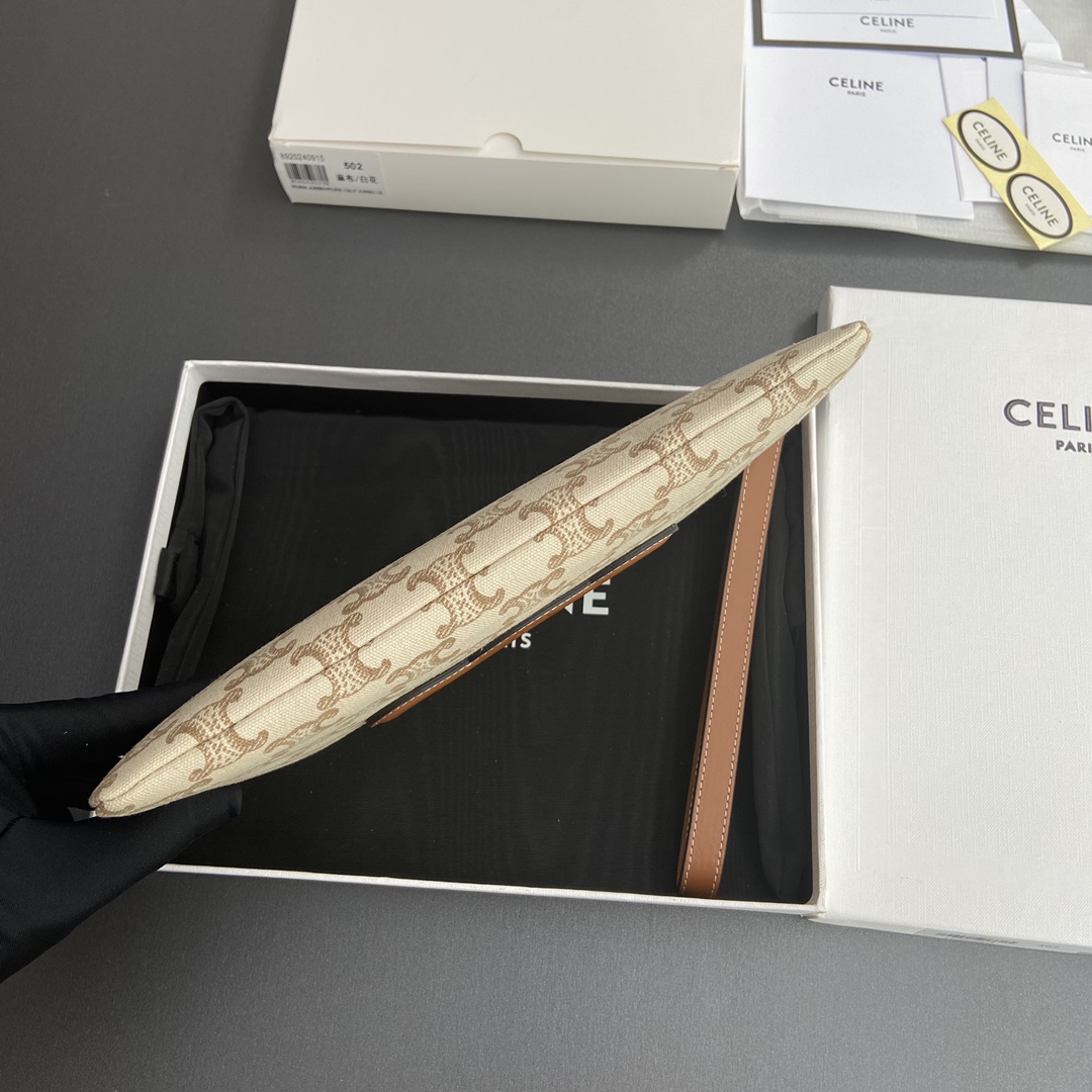 [TOP] CELINE Triomphe  Logo Print Hand Bag 25x17.5x1cm - Beige/Monogram