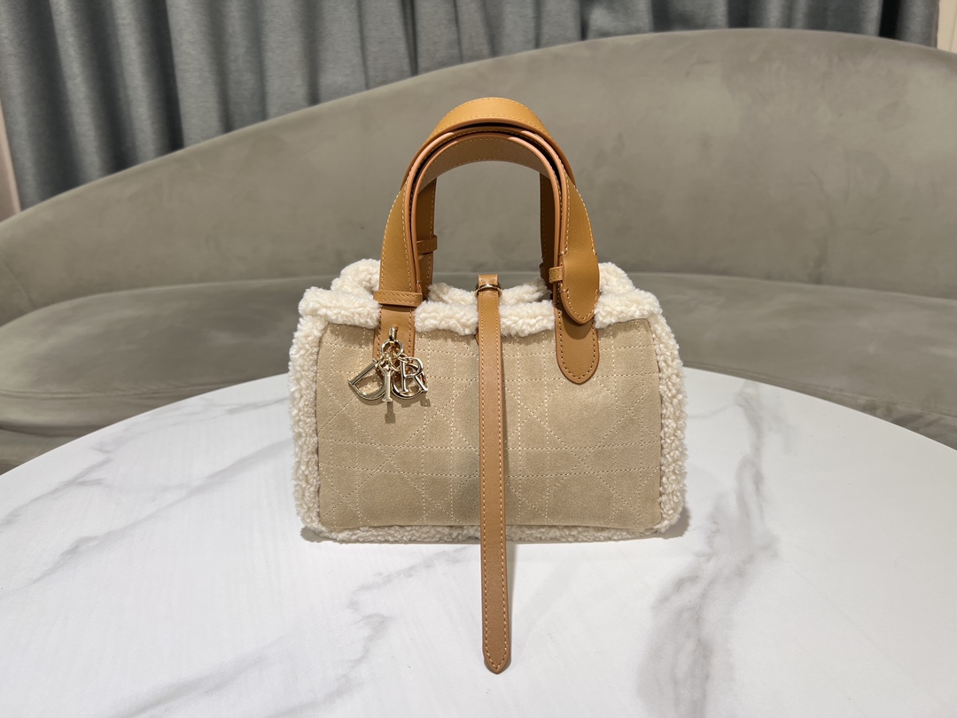 [TOP] Christian Dior Toujours Handbag Cow Leather 3 Sizes 23cm/28.5cm/37cm - Brown