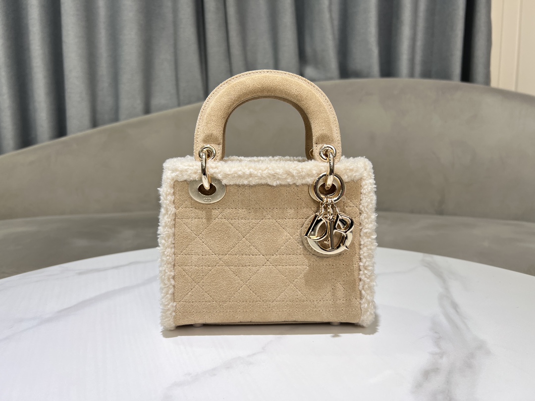 [TOP] Christian Dior Lady Dior Bags Sheeps Leather17*15*7cm/20*17*8cm/24*21*12 cm - 3 Size - Brown