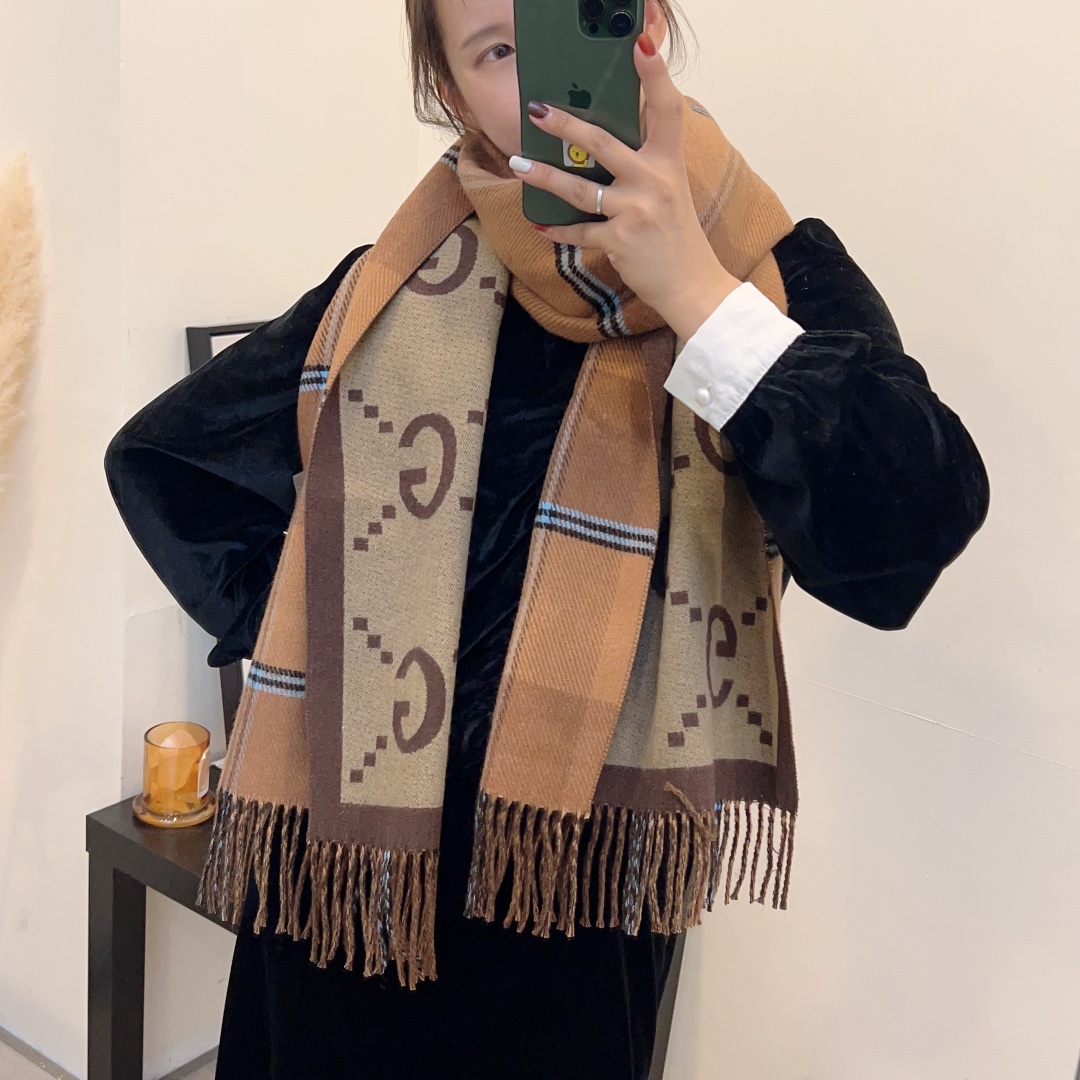 [TOP] GUCCI Cashmere Scarf  30x180cm - 2 Colors