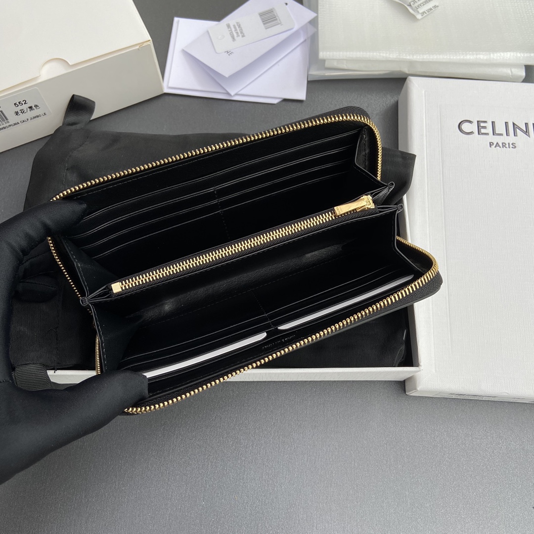 [TOP] CELINE Triomphe Logo Print Leather Wallet 19.5x7.5x3cm - Tan/Monogram