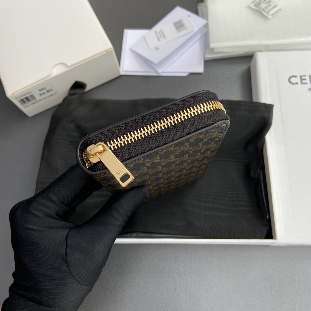 [TOP] CELINE Triomphe Logo Print Leather Wallet 19.5x7.5x3cm - Tan/Monogram