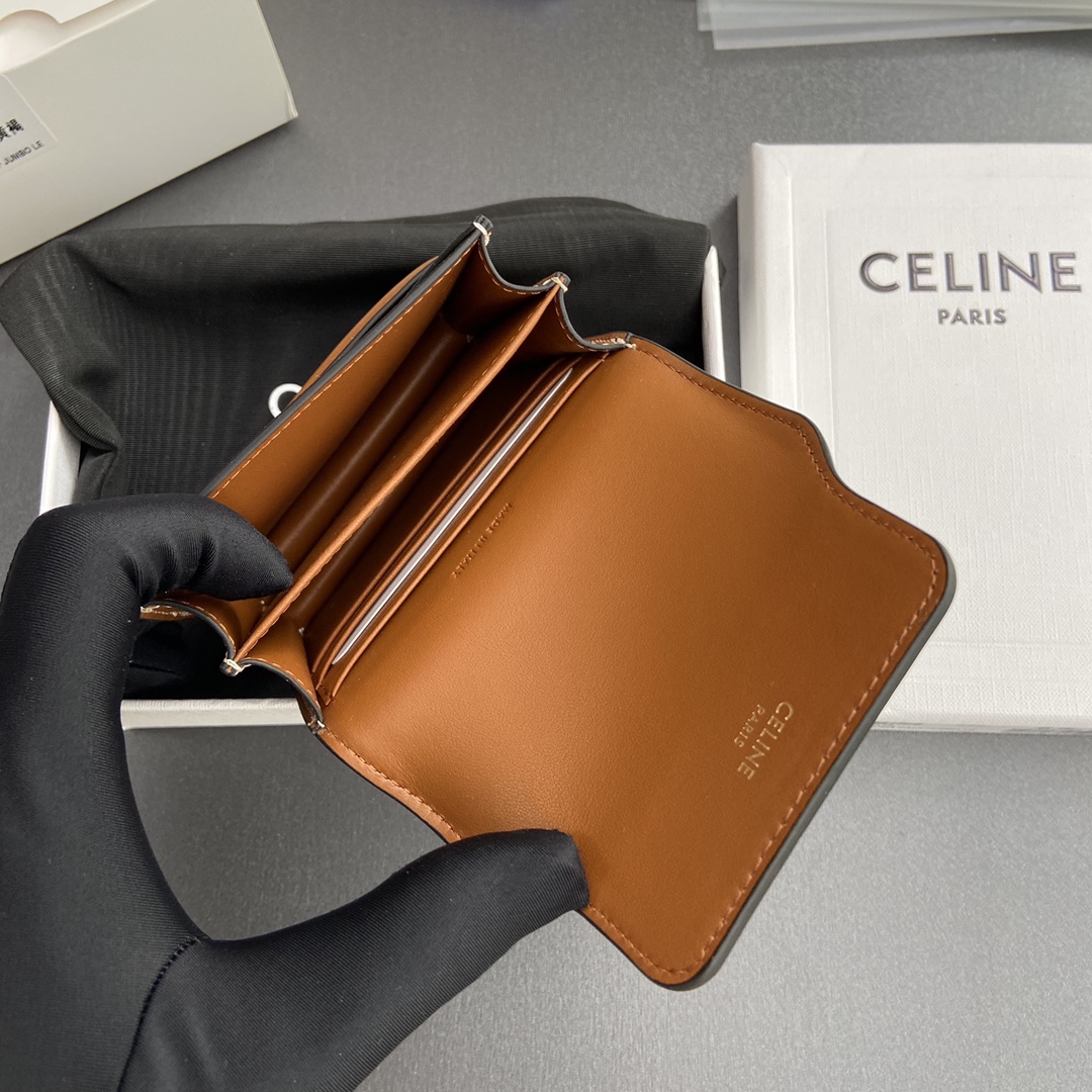 [TOP] CELINE Triomphe Logo Print Card Holder/Business Card Holder 10x8x3cm - 2 Color