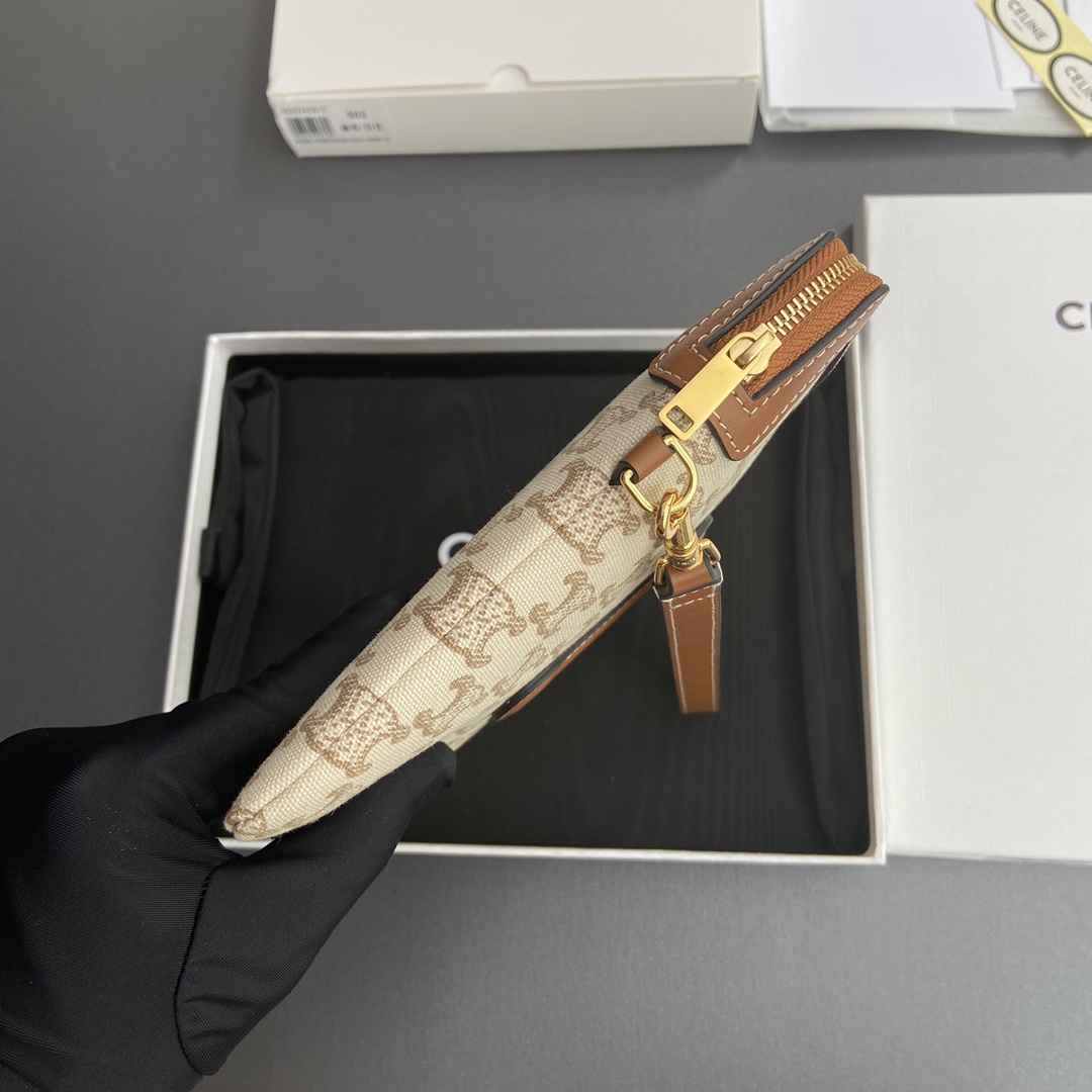 [TOP] CELINE Triomphe  Logo Print Hand Bag 25x17.5x1cm - Beige/Monogram