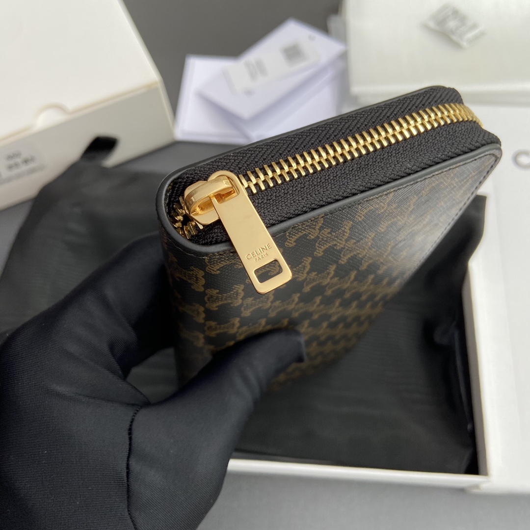 [TOP] CELINE Triomphe Logo Print Leather Wallet 19.5x7.5x3cm - Tan/Monogram