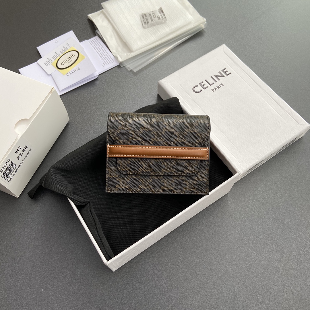 [TOP] CELINE Triomphe Logo Print Card Holder/Business Card Holder 10x8x3cm - 2 Color