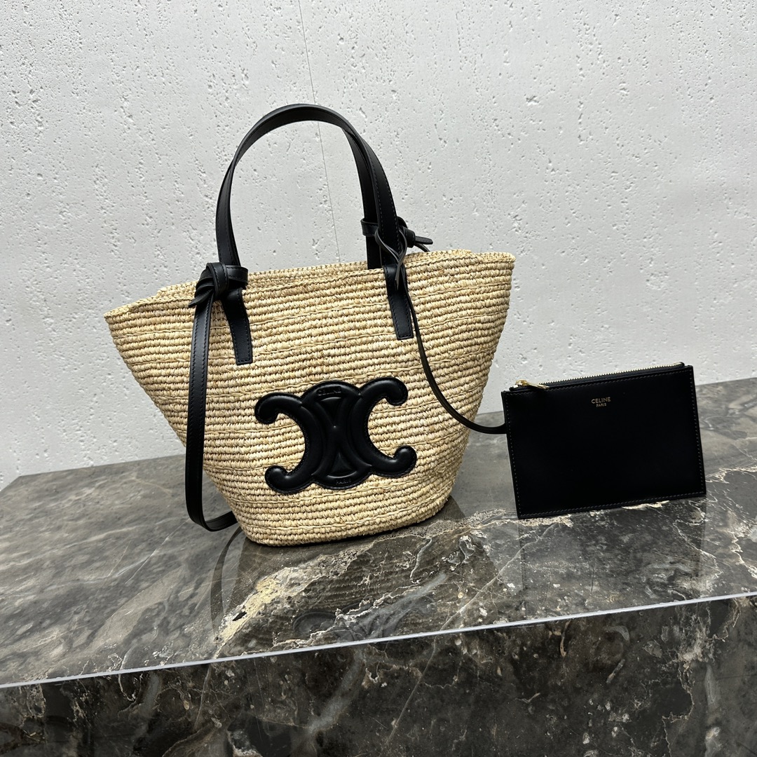[TOP] CELINE Classic Woven Basket Bag Cowhide Leather 21.5x22x13cm - 4 Color