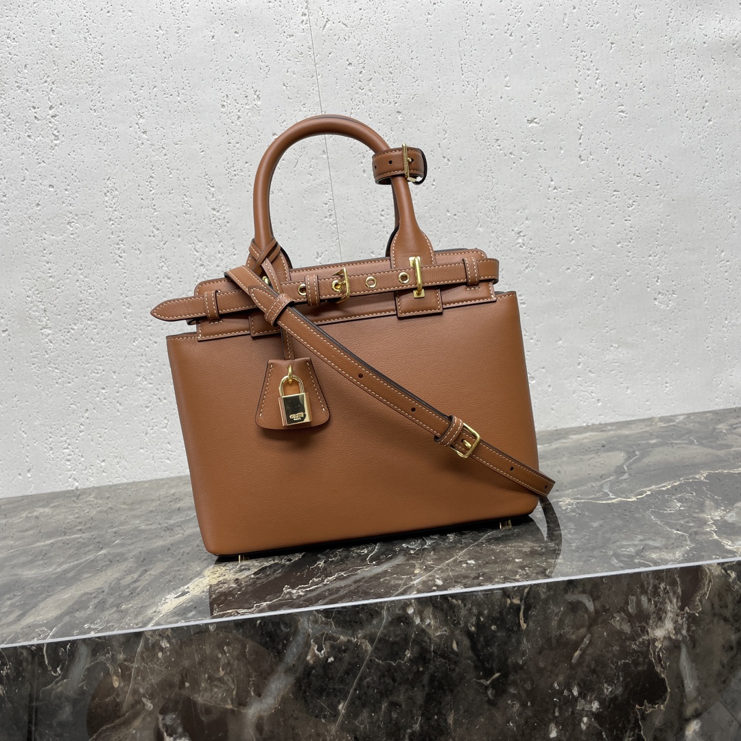 [TOP] CELINE TEEN CONTI Calfskin Bag 21x25x11cm - Brown/Black