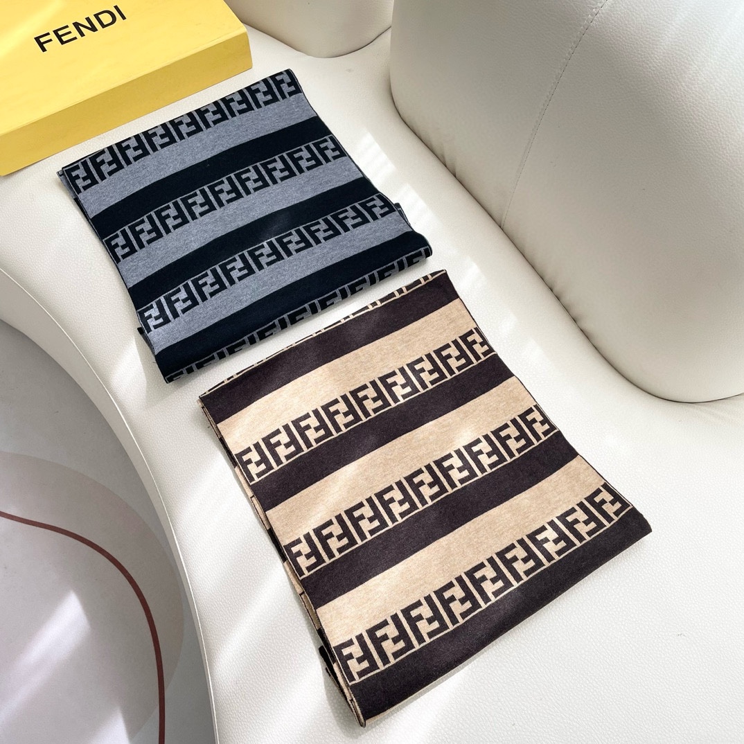 [TOP] FENDI FF  Cashmere Scarf 180*32 - 2 Colors