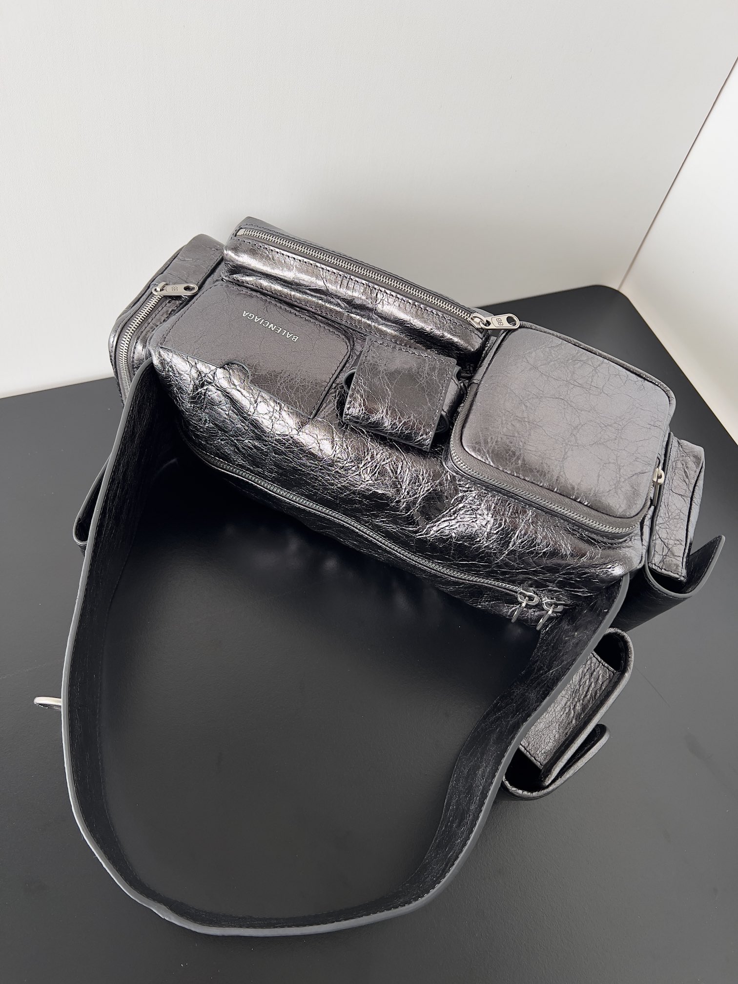 [TOP] BALENCIAGA Superbusy Series Sheepskin Shoulder Bag  32 x  12 x 10 cm/35 x 12 x 11 cm  -Sliver