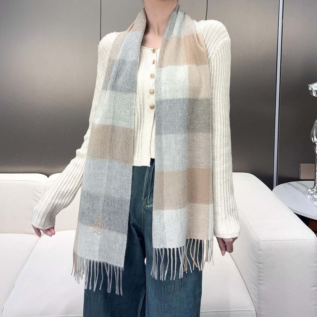 [TOP] BURBERRY Cashmere Scarf 30-170cm  - 2 Colors