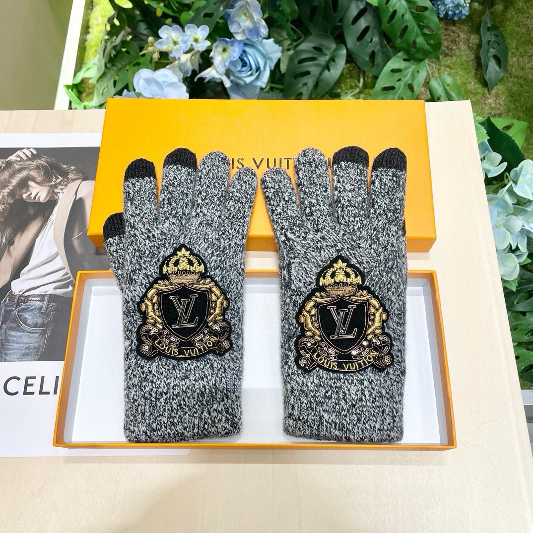 [TOP] Louis Vuitton LV  Gloves-Grey