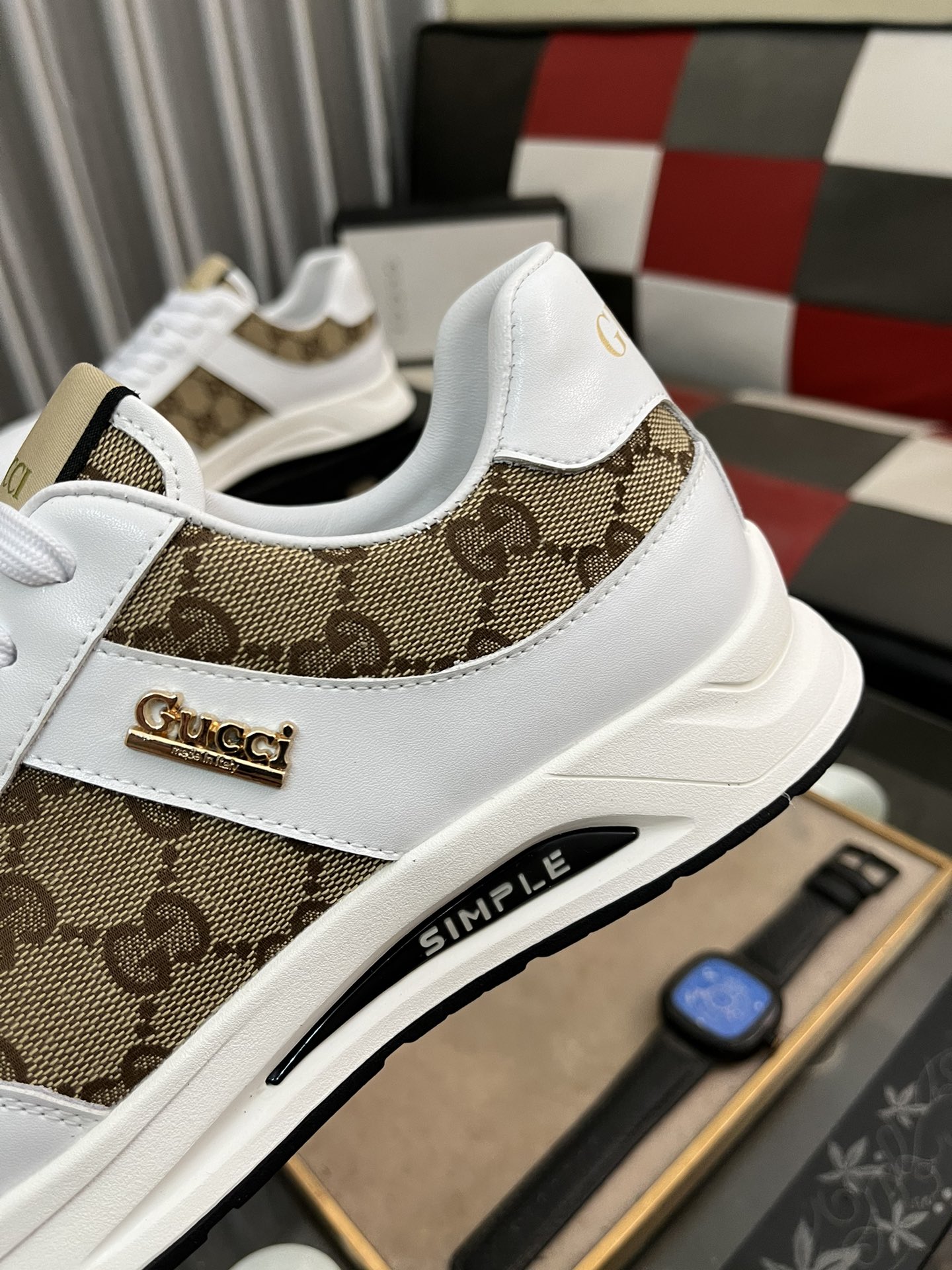 [TOP] GUCCI Men's SNEAKER-White and Brown