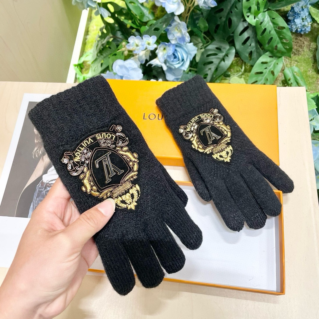 [TOP] Louis Vuitton LV  Gloves-Black