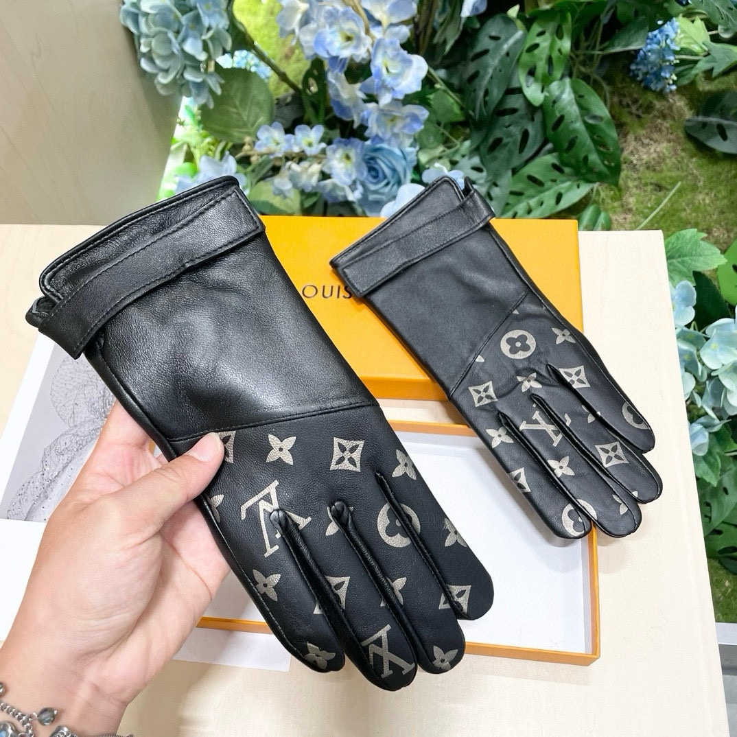 [TOP] Louis Vuitton LV  Sheepskin Gloves-Black