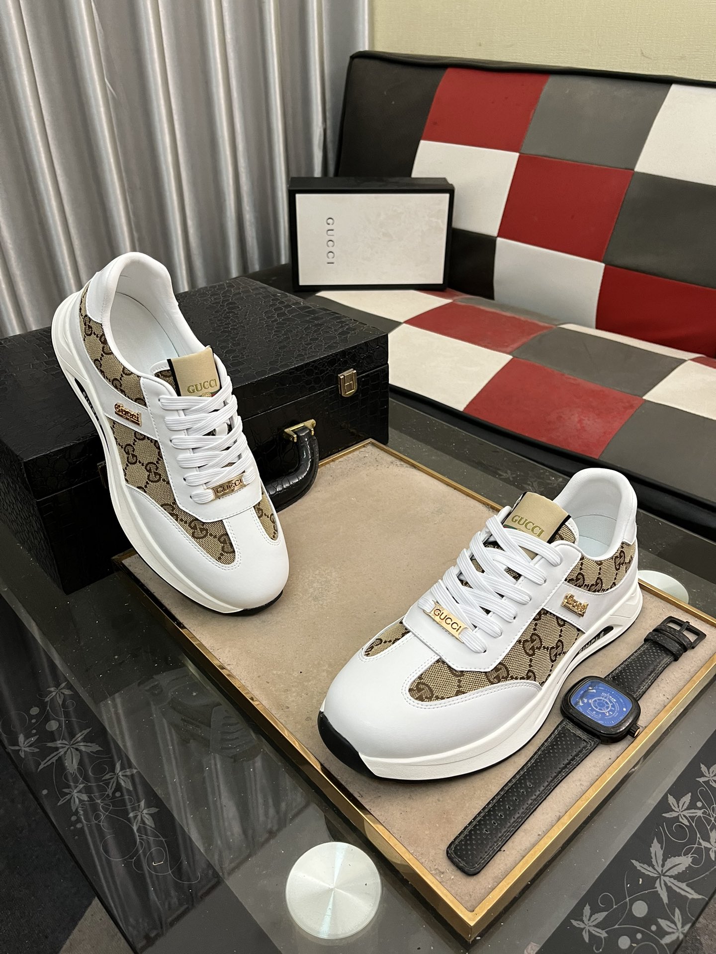 [TOP] GUCCI Men's SNEAKER-White and Brown