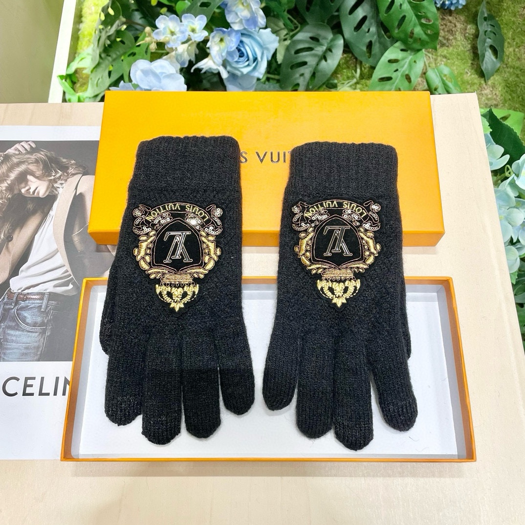 [TOP] Louis Vuitton LV  Gloves-Black