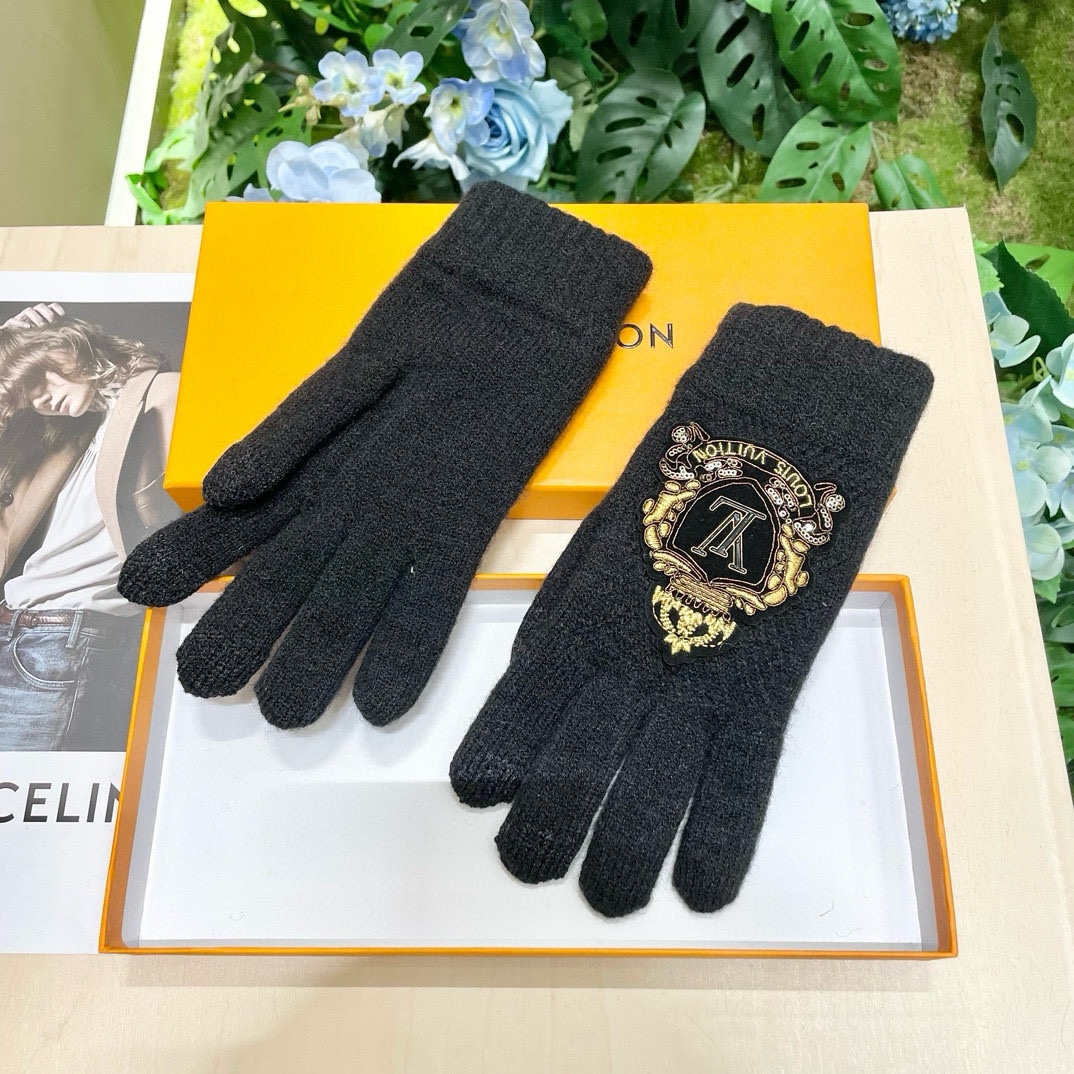 [TOP] Louis Vuitton LV  Gloves-Black