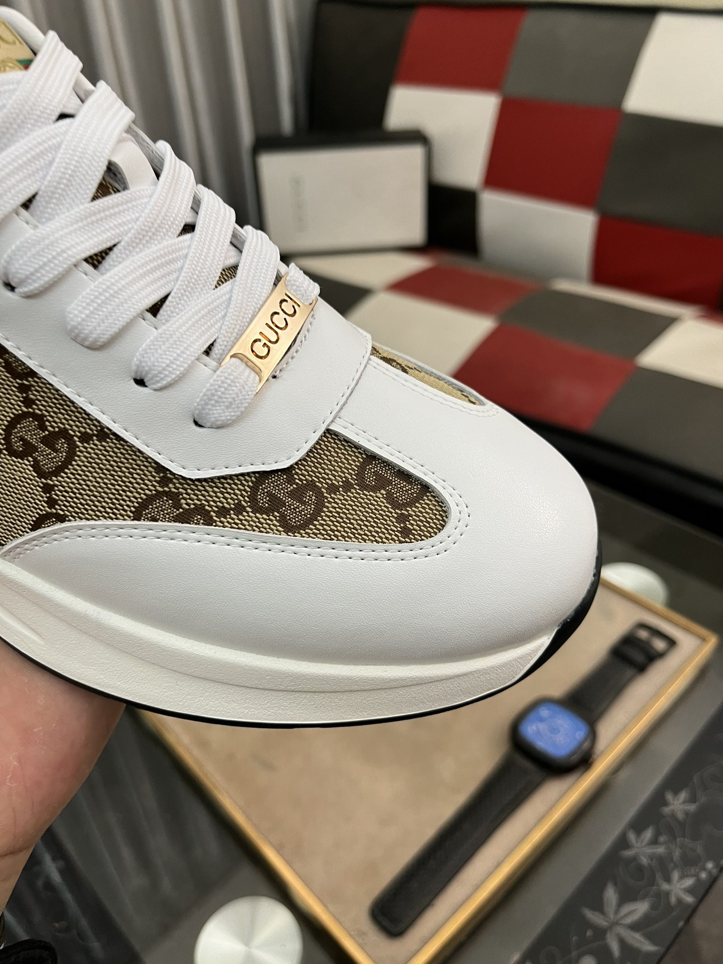 [TOP] GUCCI Men's SNEAKER-White and Brown