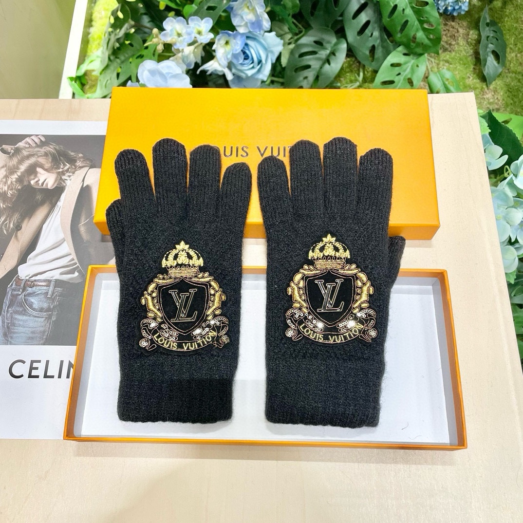 [TOP] Louis Vuitton LV  Gloves-Black