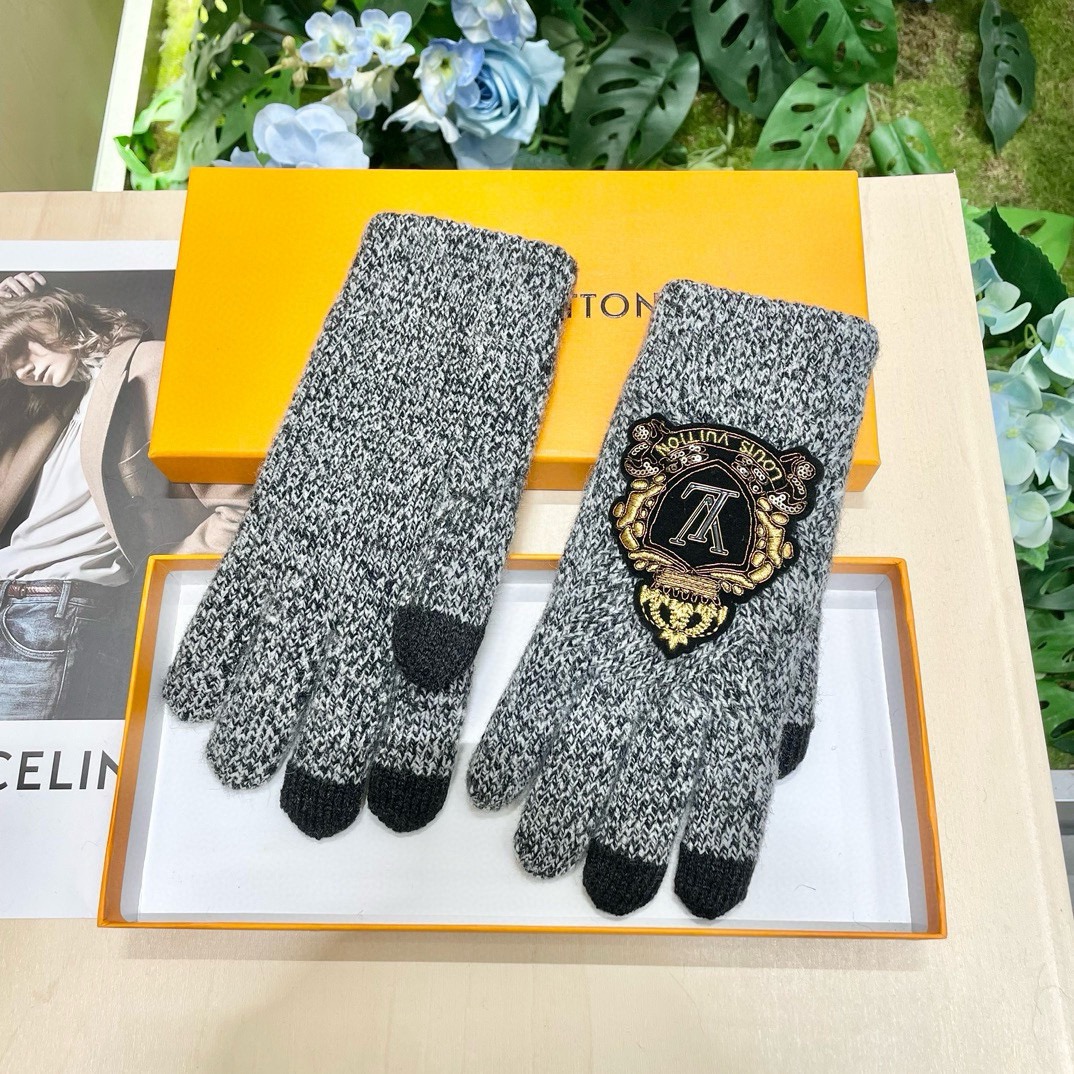 [TOP] Louis Vuitton LV  Gloves-Grey