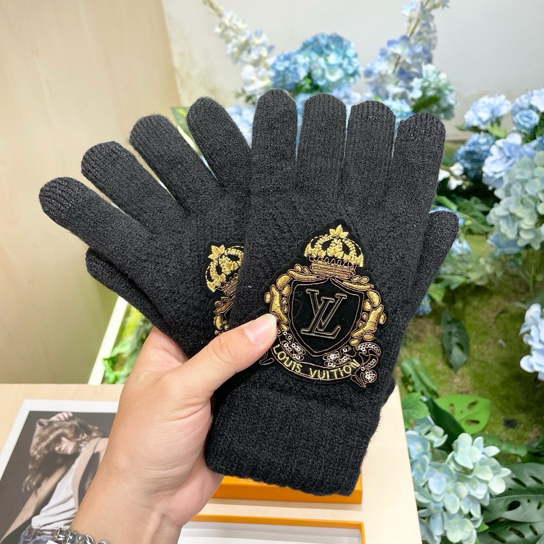 [TOP] Louis Vuitton LV  Gloves-Black