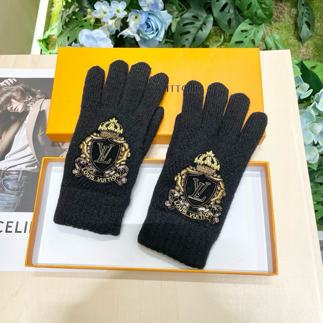 [TOP] Louis Vuitton LV  Gloves-Black