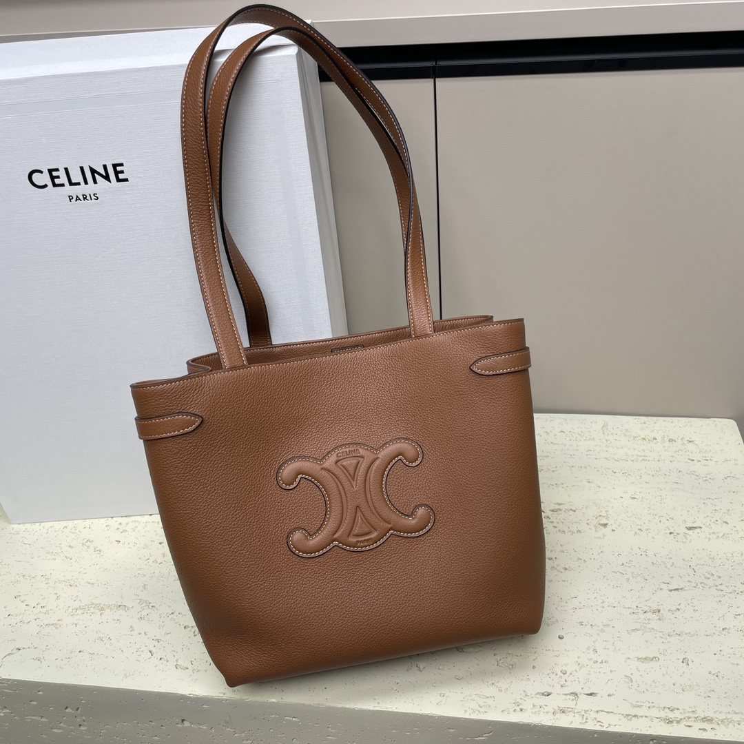 [TOP] CELINE Cabas Bags Granulated Cow Leather Handbag - 24*25*12CM - 2 Colour