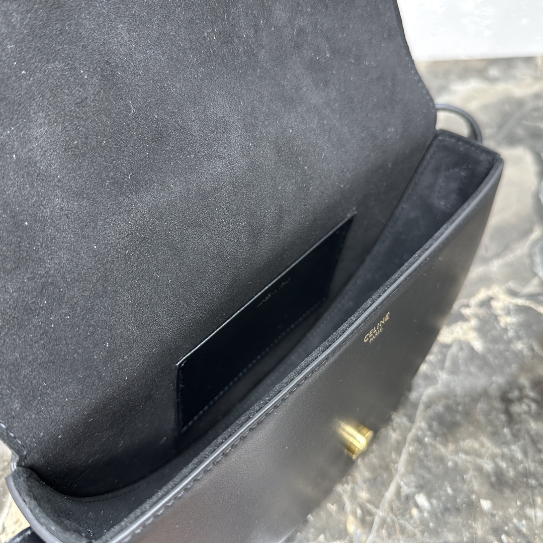 [TOP] CELINE Besace Cuir Triomphe Bag Cow Leather Handbag 23*13.5*6 - Black