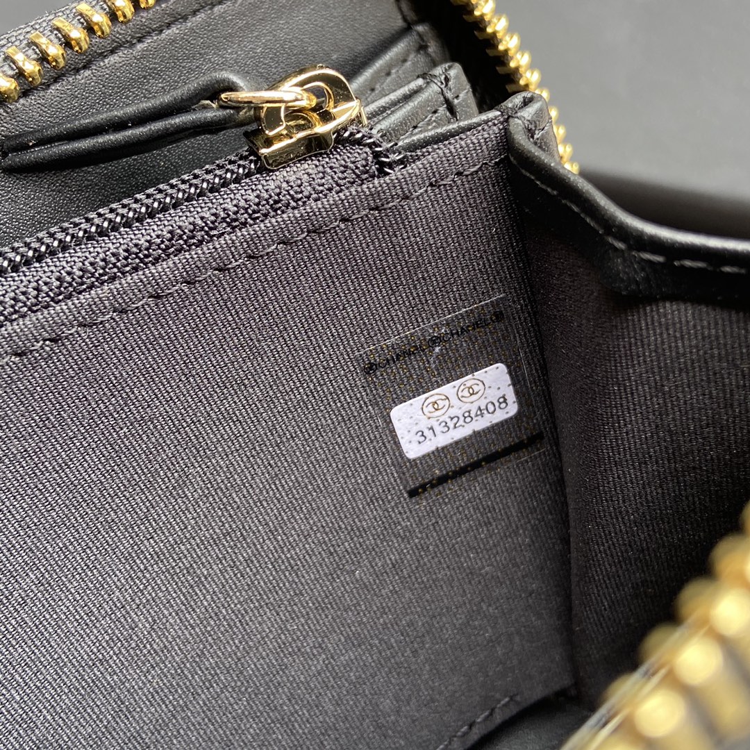 [TOP] CHANEL Wallet Grained Calfskin 19.5×10.5×2cm - Black & GHW