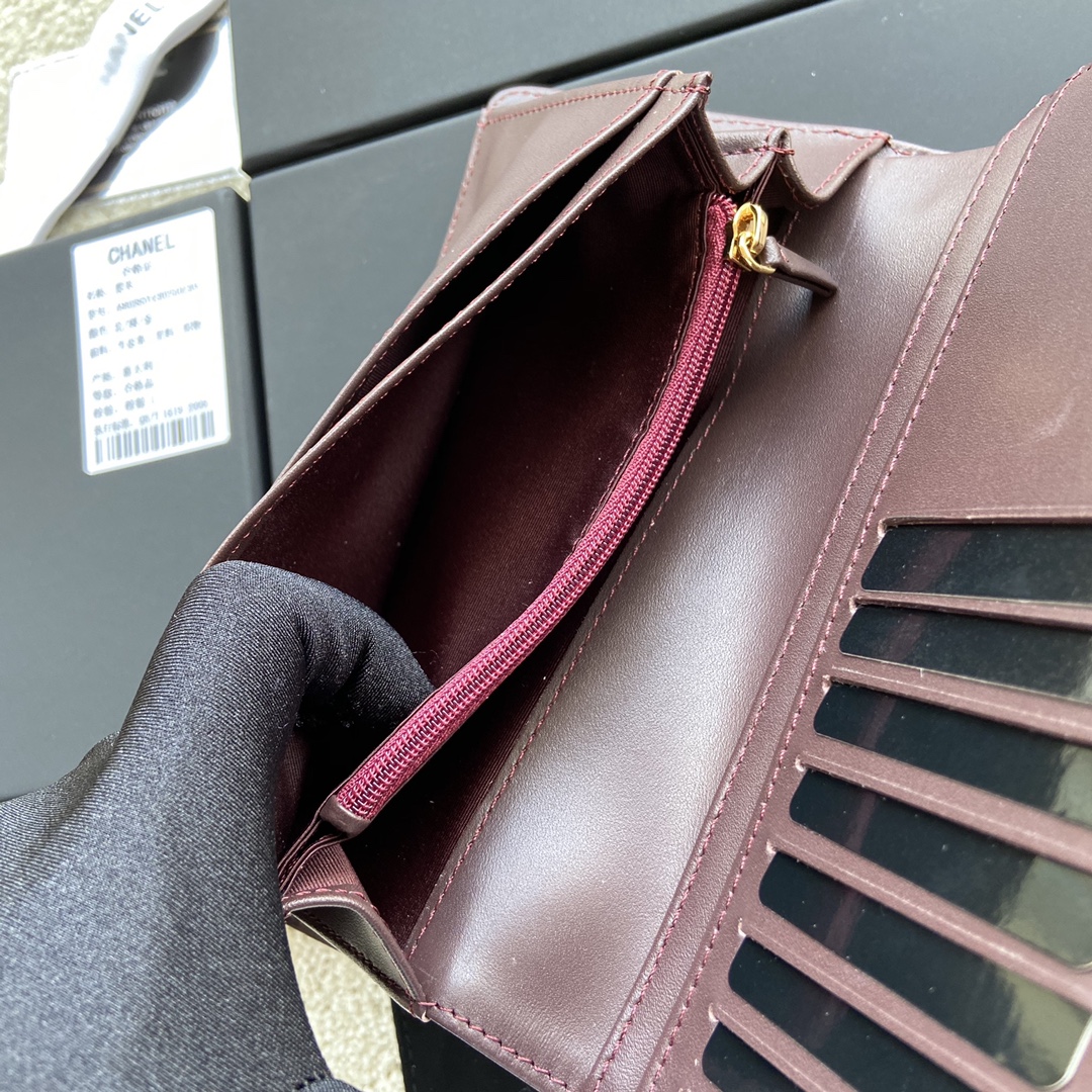 [TOP] CHANEL Wallet Grained Calfskin 18.5×10×2.5cm - Black & GHW/SHW