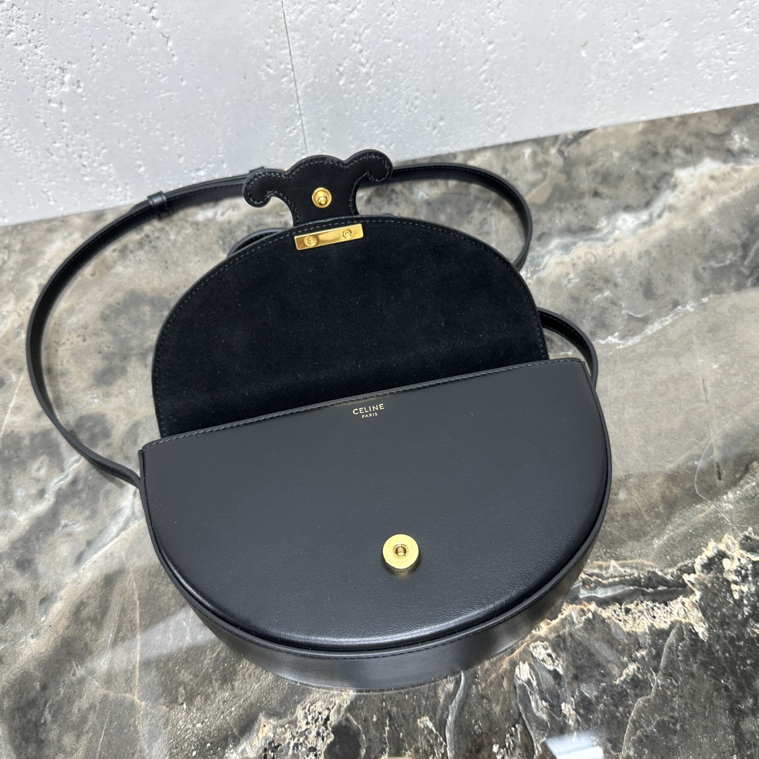 [TOP] CELINE Besace Cuir Triomphe Bag Cow Leather Handbag 23*13.5*6 - Black